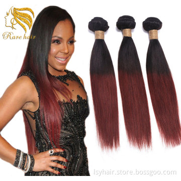 Lsy Sew In Human Hair Weave Ombre Color Dark Wine Color 99J Brazilian Hair Dye 99J Ombre Braiding Human Hair Extensions